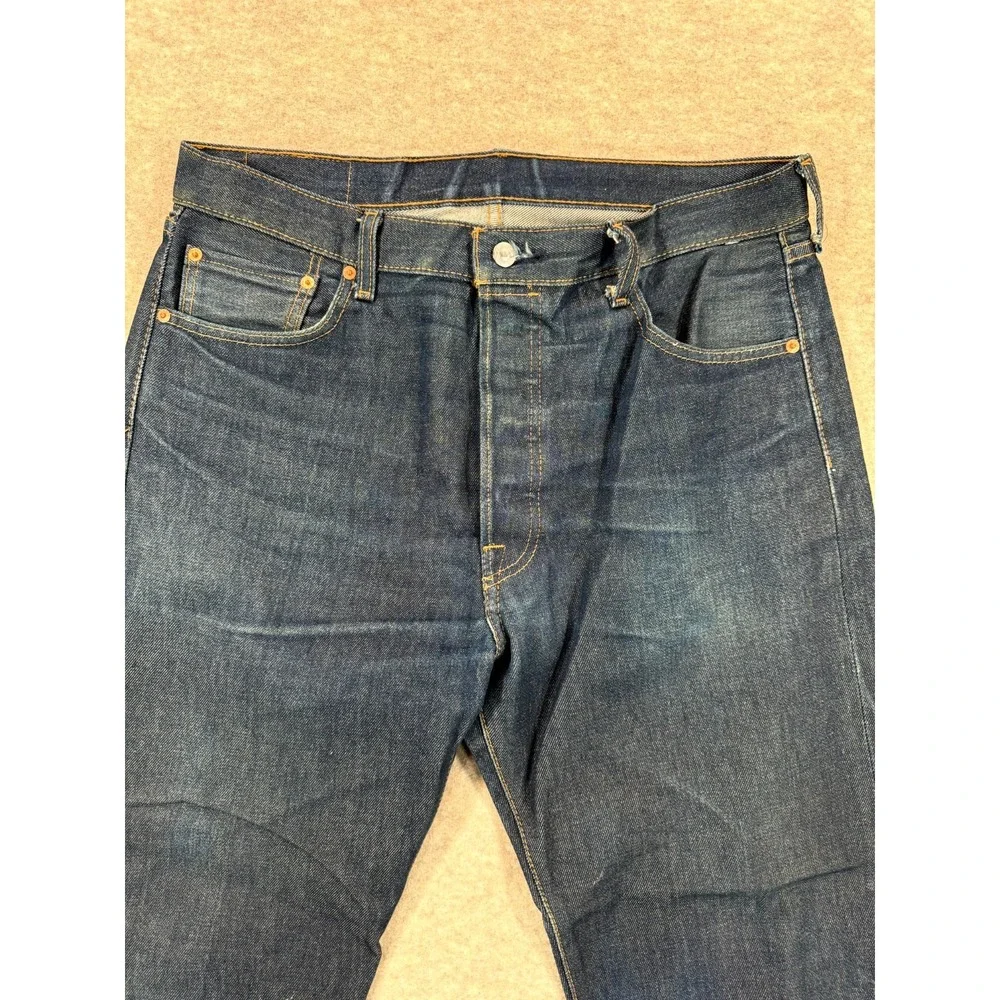Levi's 501 Jeans Mens 36x30 Blue Denim Red Tab High Rise Button Fly Straight Leg